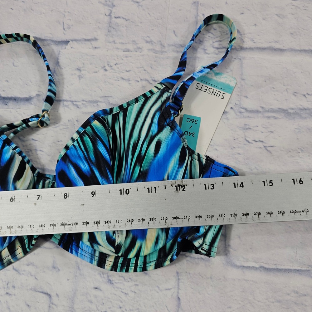 Sunsets Carmen Underwire Bikini Top Women 34D 36C Blue Socialite Abstract Swim - Picture 6 of 10